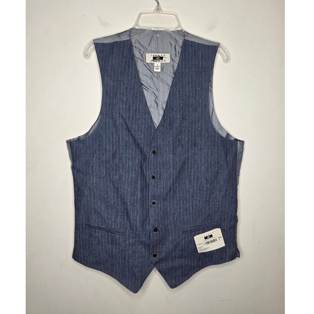 Joseph Abboud menswear blue pinstripe 100% linen vest - small